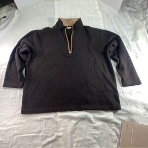 Covington Mens XXL Brown Soft 100% Cotton Pullover 1/4 Zip Sweater office casual